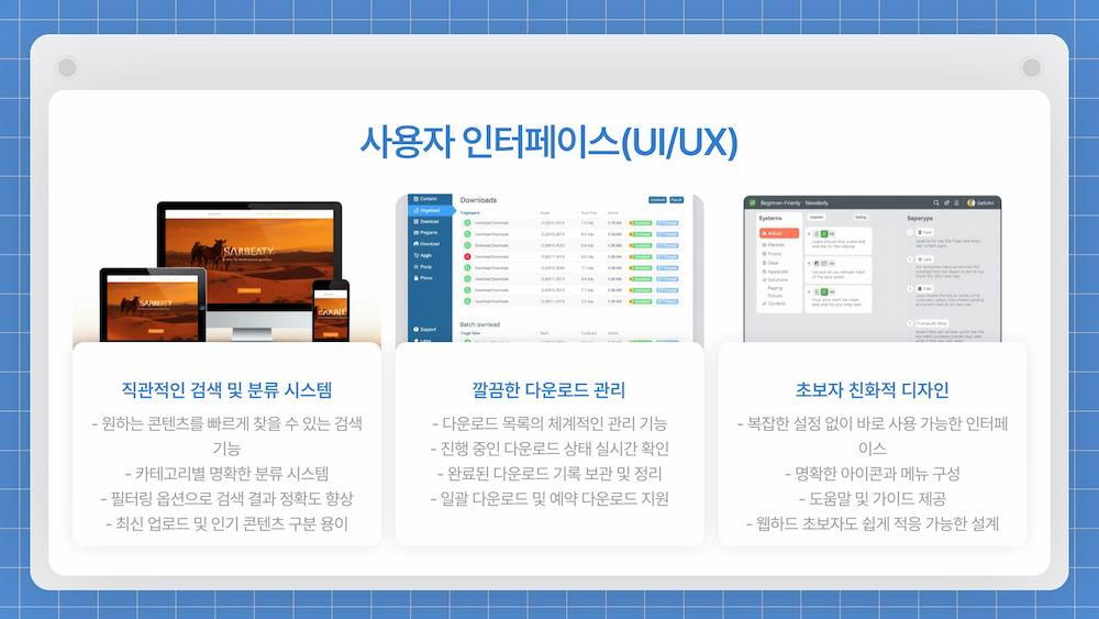간결하고 사용하기 쉬운 웹사이트 화면 디자인
